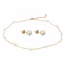 New Arrival Classic Trendy Gold Plated Pearl Jewelry Set Women